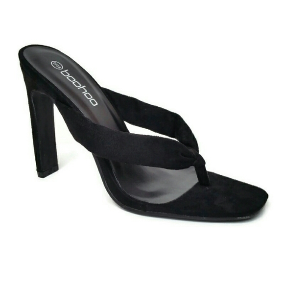 Boohoo Open Toe Post Thong Slim Heel Mule Sandals - Picture 1 of 10